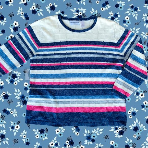 Vtg 90s y2k pastel striped grandma sweater - Picture 3 of 10